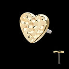 14Kt Yellow Gold Threadless Hammered Heart Top