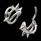 Five-Spiked Open Stack Triple Hoop Hinged Segment Clicker Earring / Nosering – Titanium