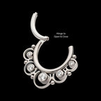 Beads & 5-Bezel Set Gem Front Facing Hinged Segment Clicker Hoop Earring / Nosering – Titanium