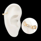 Braided Design Side Facing Hinged Segment Clicker with Prong Set Gem Hoop Earring / Nosering – 14Kt Gold