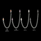 Titanium Threadless Double Prong Set Marquise Gem Top with Rolo Chain Dangle