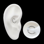 Eye CZ Front Facing Hinged Segment Clicker Hoop Earring / Nosering – Titanium