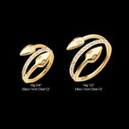 24Kt Gold PVD Titanium Double Ended Twist Side Facing Hinged Segment Clicker with Clear CZ Snake Heads Hoop Earring / Nosering