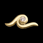 14Kt Yellow Gold Threadless Delicate Waterwave Top with Bezel Gem