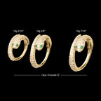 Pave Gem with Emerald-Eye Snake Side Facing Hinged Segment Clicker Hoop Earring / Nosering – 14Kt Yellow Gold