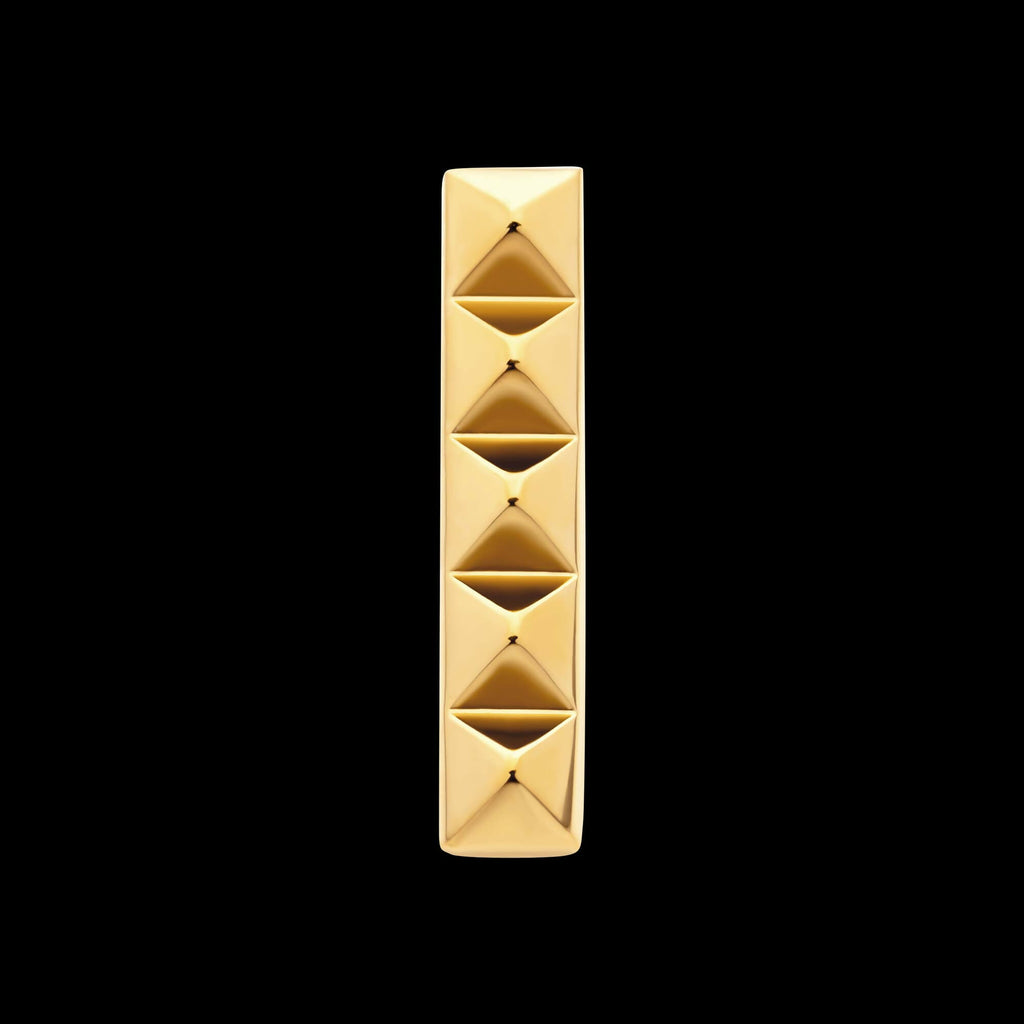 24Kt Gold PVD Titanium Threadless 5 Pyramid Stud Top