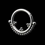 Trio Beaded Cluster Front Facing Hinged Segment Clicker Hoop Earring / Nosering – Titanium