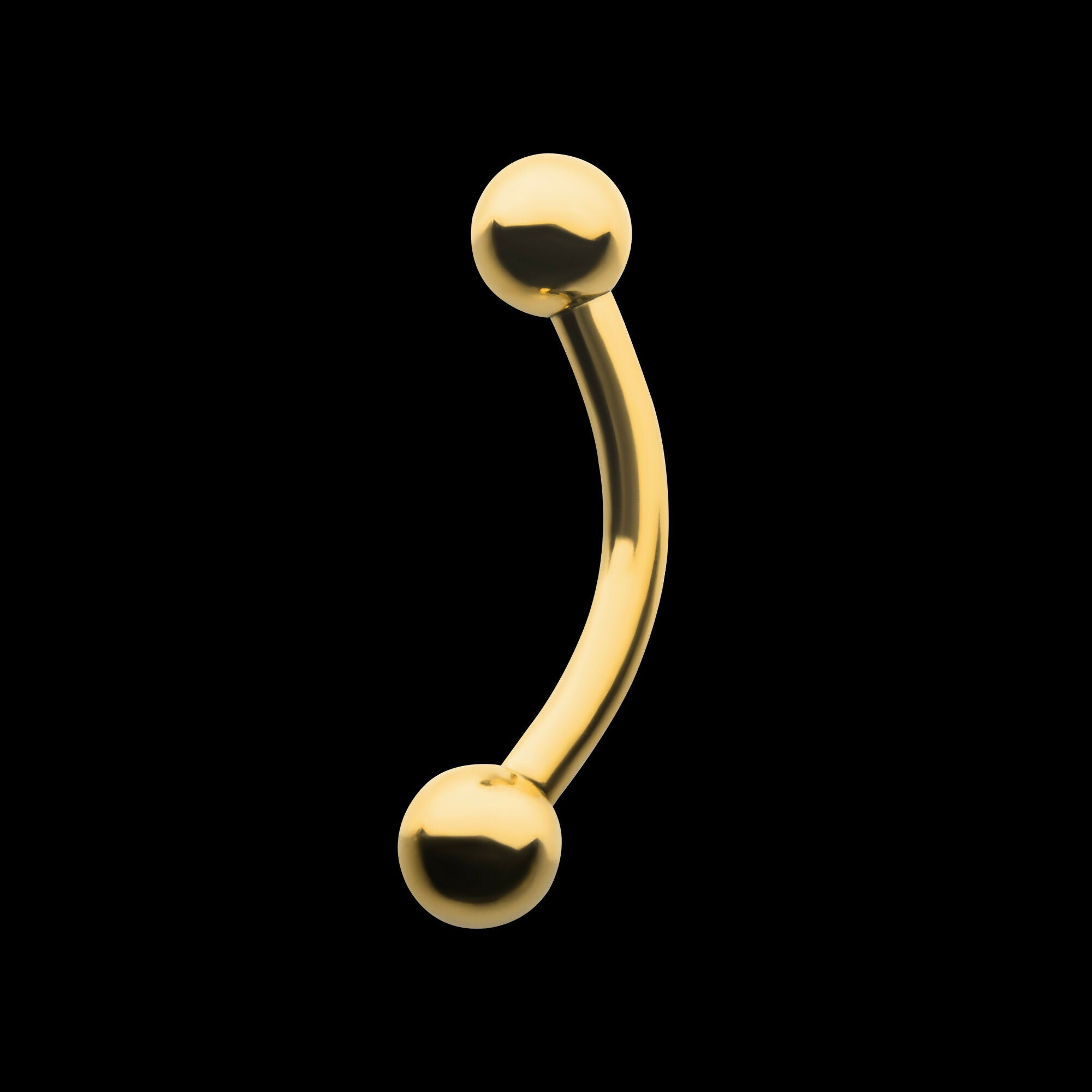 24KT Gold PVD Titanium Internally Threaded Curved Barbell Earring / Nosering