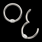Eye CZ Front Facing Hinged Segment Clicker Hoop Earring / Nosering – Titanium