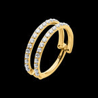 24Kt Gold PVD Titanium Double Row Full Clear CZ Side Facing Hinged Segment Clicker Hoop Earring / Nosering