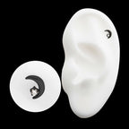 Black PVD Titanium Threadless Crescent Moon with CZ/Opal Top