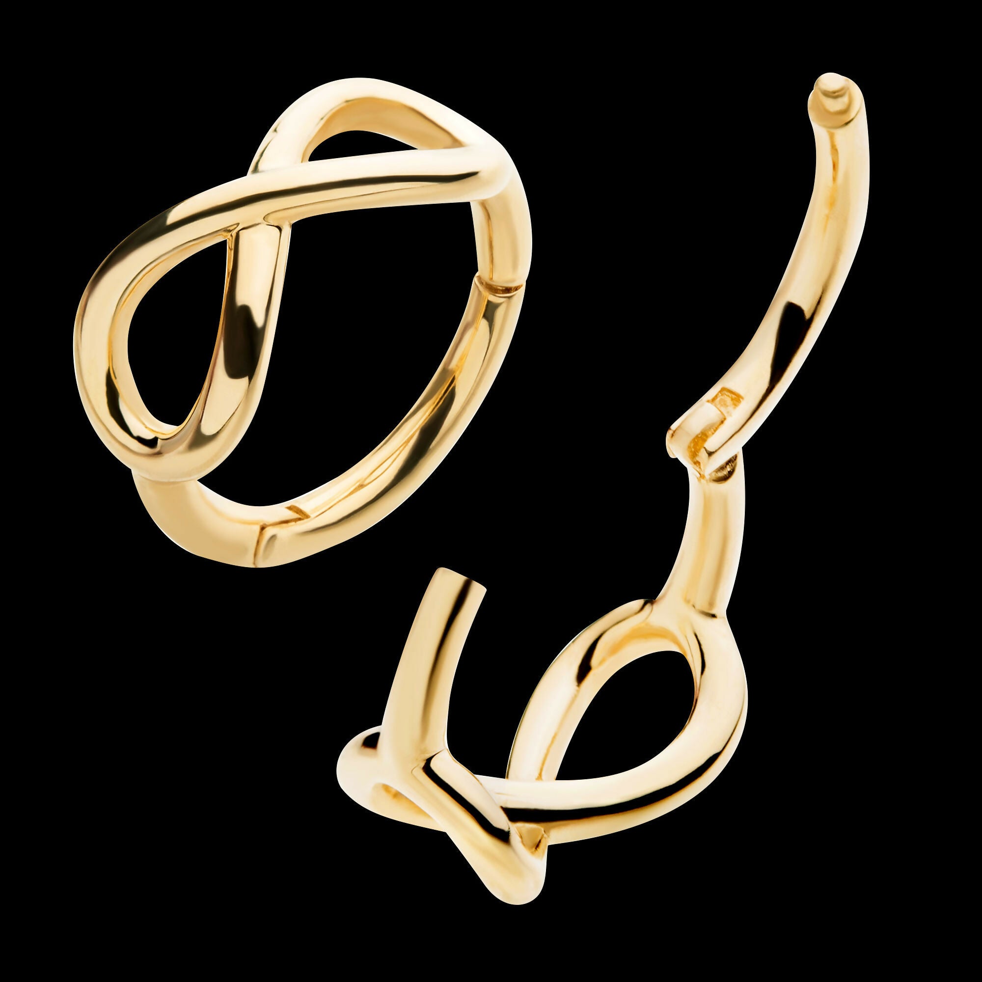 Infinity Symbol Side Facing Hinged Segment Clicker Hoop Earring / Nosering – 14Kt Yellow Gold