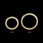 Twisted Rope Front Facing Hinged Segment Clicker Hoop Earring / Nosering – 14Kt Yellow Gold