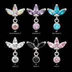 Titanium Threadless 3 Marquise Fan Top with Bezel Gem Dangle