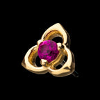 14Kt Yellow Gold Threadless Pronged Pink CZ Trinity Knot Top