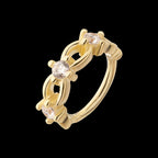 Braided Design Side Facing Hinged Segment Clicker with Prong Set Gem Hoop Earring / Nosering – 14Kt Gold