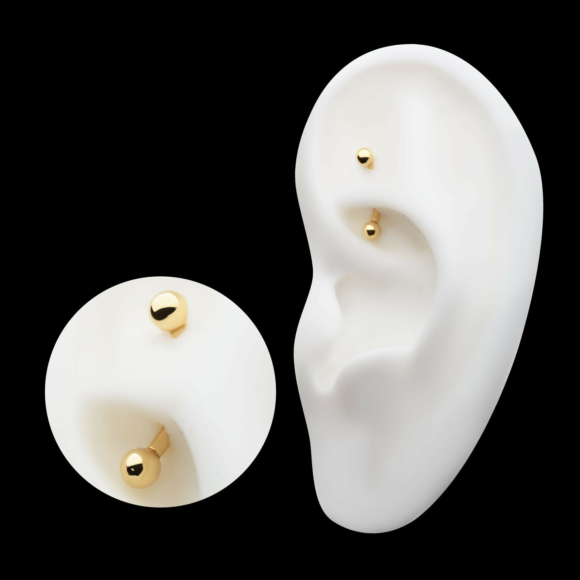 Curved Barbell with One Side Internally Threaded and One Side Fixed Ball End Earring / Nosering – 14Kt Yellow Gold