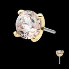 14Kt Yellow Gold Threadless with Prong Set Round Swarovski Top