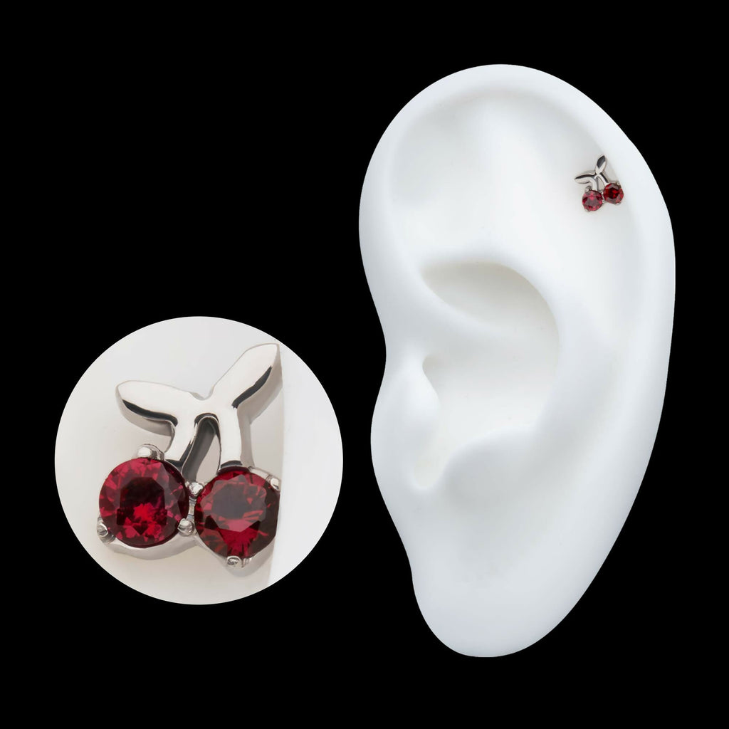Titanium Threadless Prong Set Gem Cherry Top