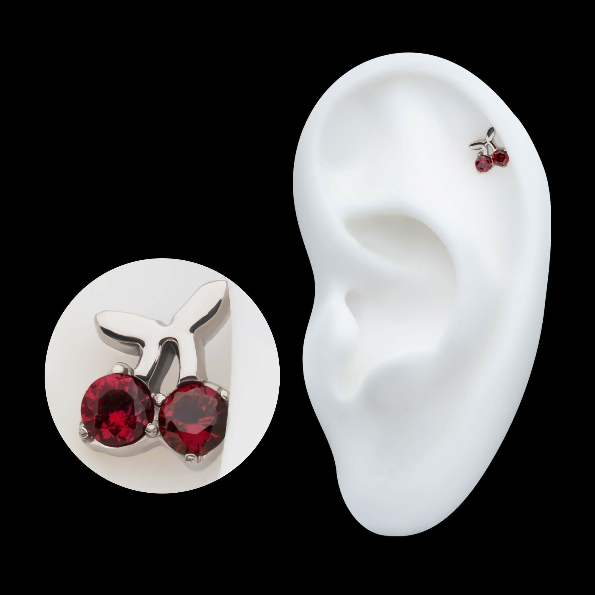 Titanium Threadless Prong Set Gem Cherry Top
