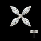 Titanium Threadless Pronged Marquise CZ 4-Blade Ceiling Fan Shape Top
