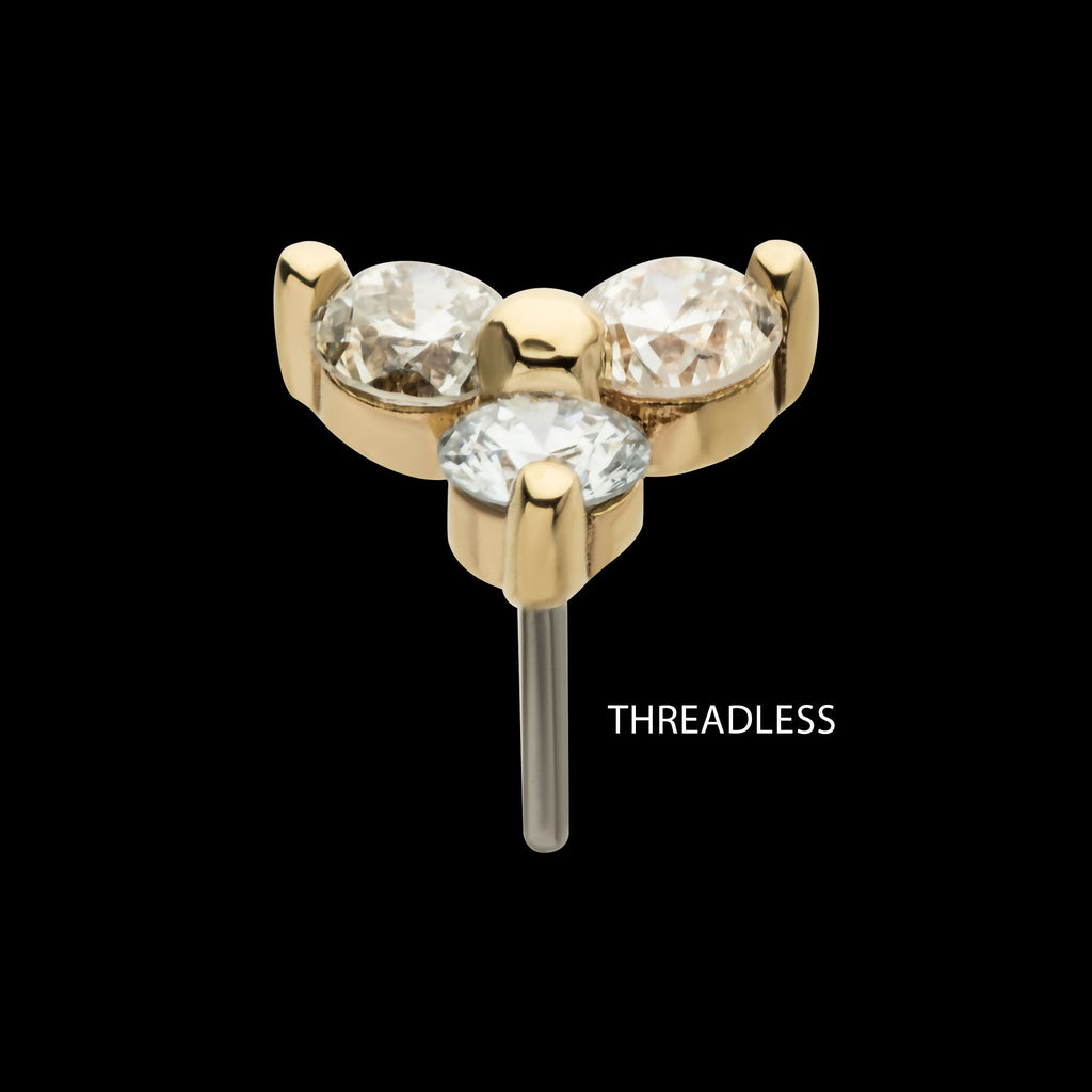 14Kt Gold Threadless Pronged Round Lab-Growns Trinity Top