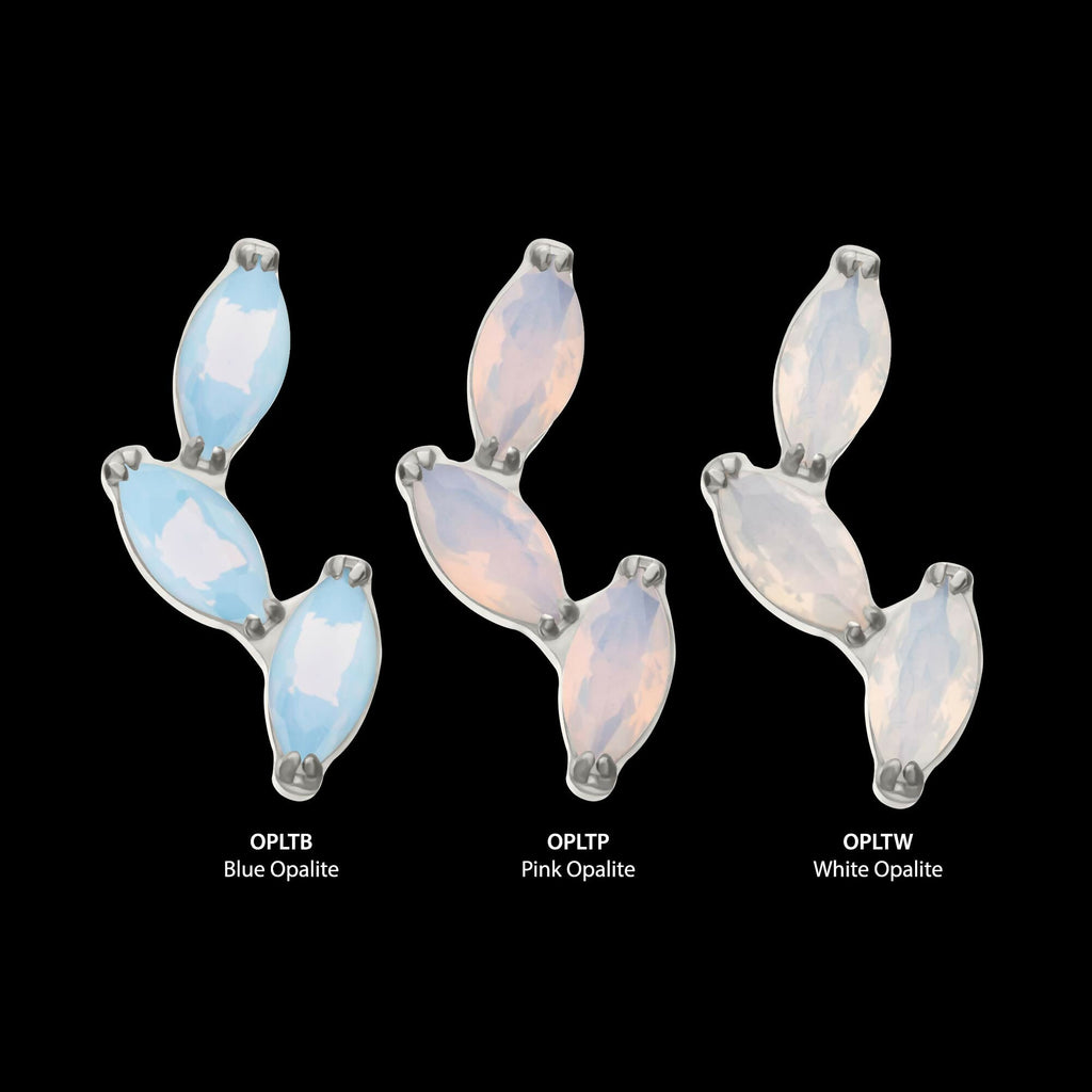 Titanium Threadless Vine Shape Top with 3-Tier Full Opalite Marquise