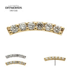 Curved Bar with 6-Cluster Prong Set Lab-Grown Diamonds Flatback Stud Earring / Nosering - Lab-Grown Diamond & Diamond in 14Kt Gold