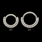 Double Row Prong Set Clear CZ Front Facing Hinged Segment Clicker Hoop Earring / Nosering – Titanium
