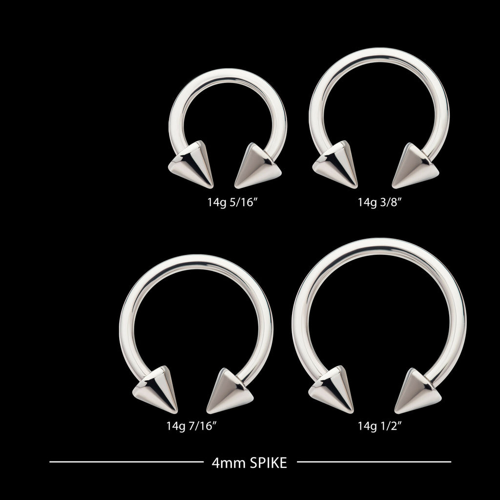 Internally Threaded Spike Ends Circular Barbell Earring / Nosering – Titanium