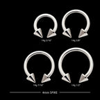 Internally Threaded Spike Ends Circular Barbell Earring / Nosering – Titanium