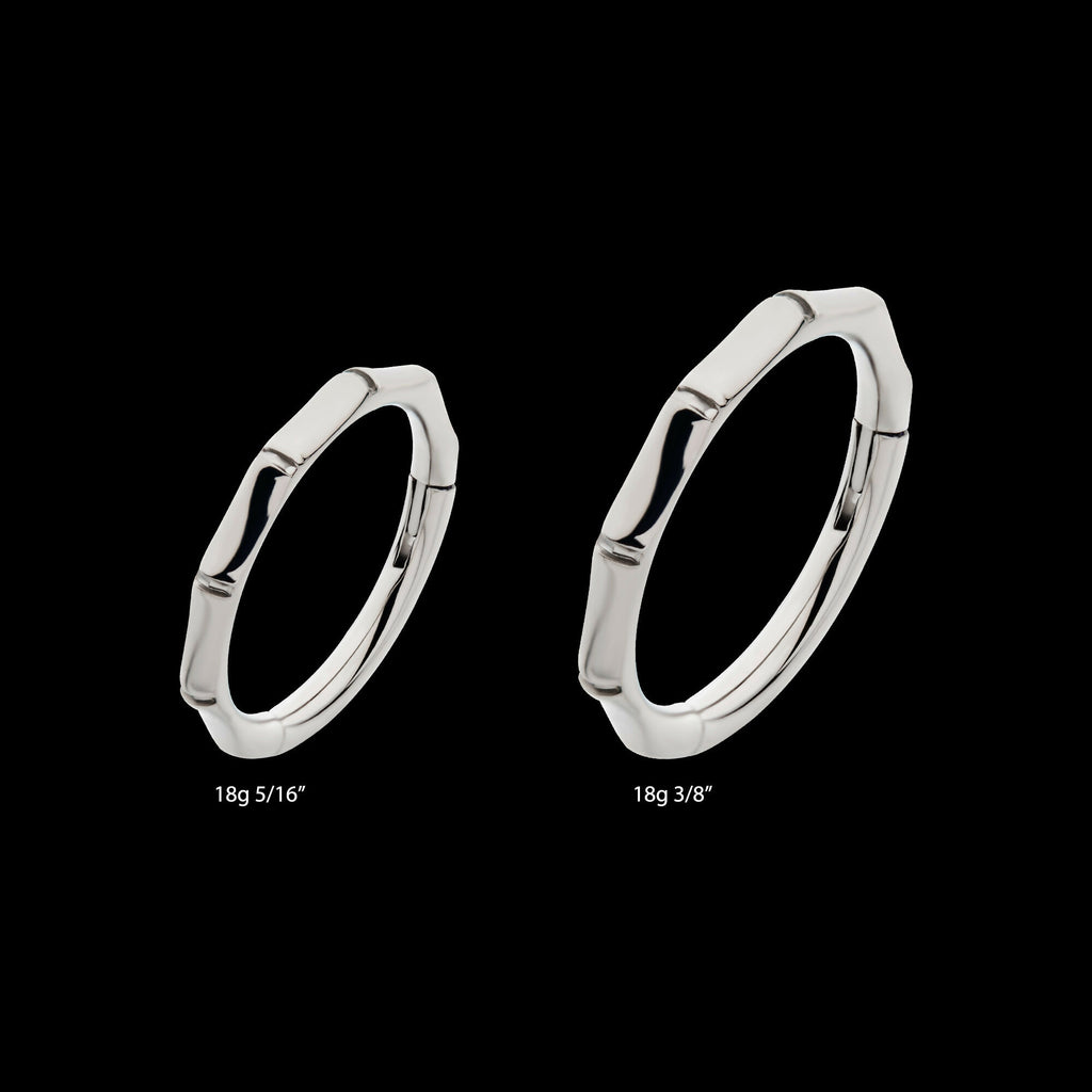 Bamboo Design Side Facing Hinged Segment Clicker Hoop Earring / Nosering – Titanium