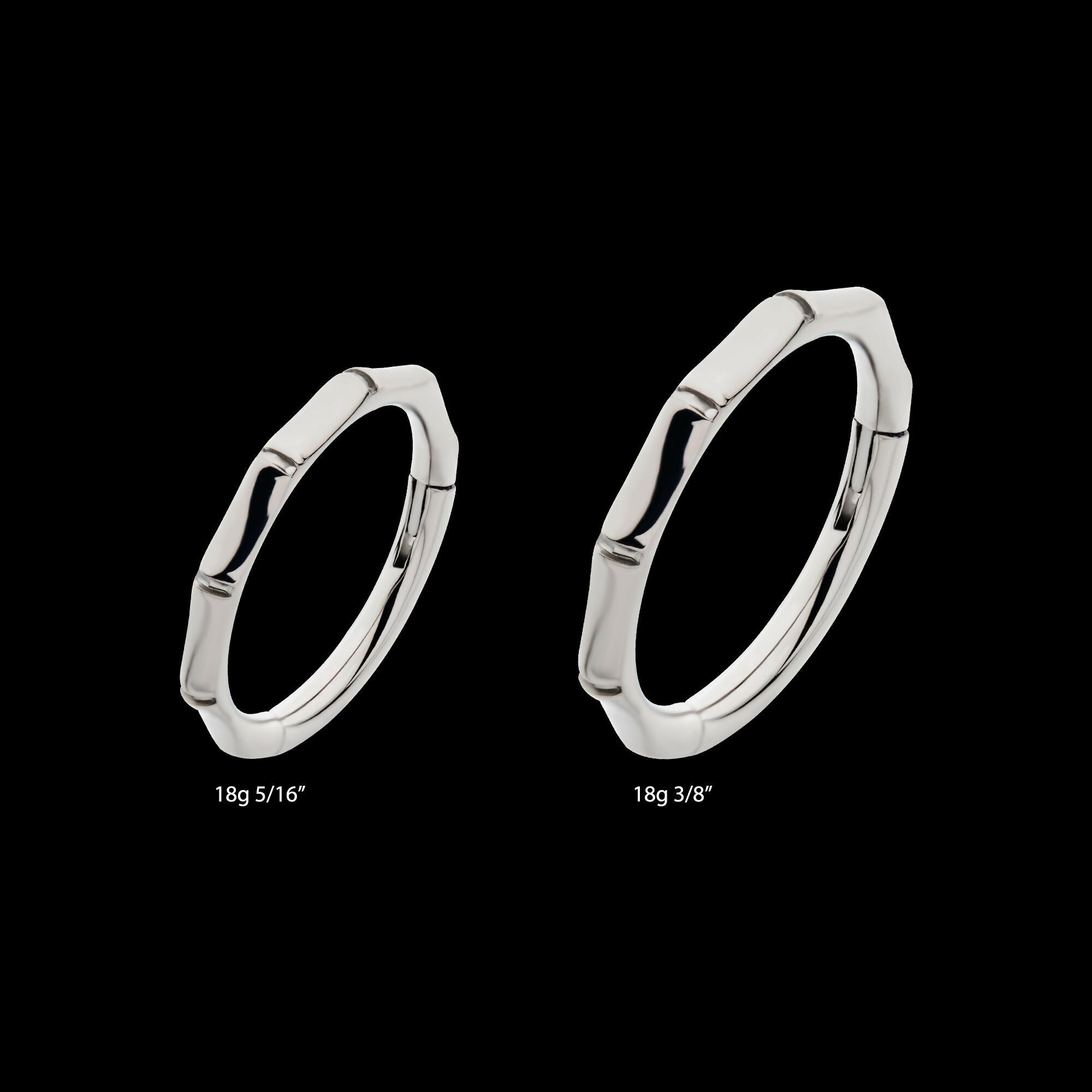 Bamboo Design Side Facing Hinged Segment Clicker Hoop Earring / Nosering – Titanium
