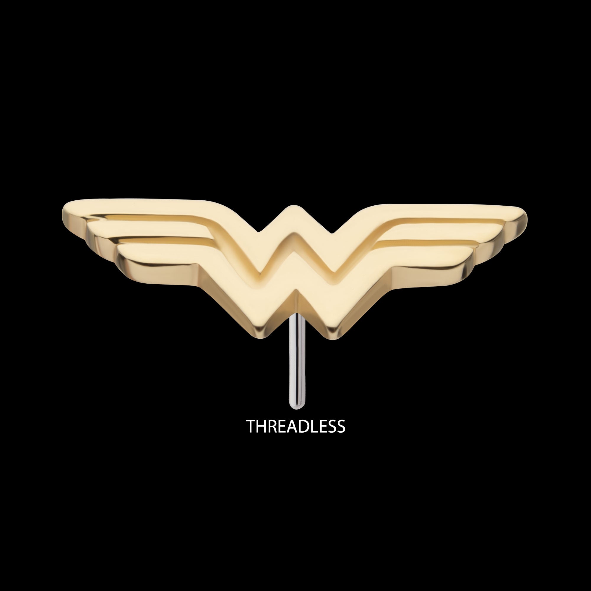 DC Comics Wonder Woman Logo Flatback Stud Earring / Nosering - 14Kt Yellow Gold