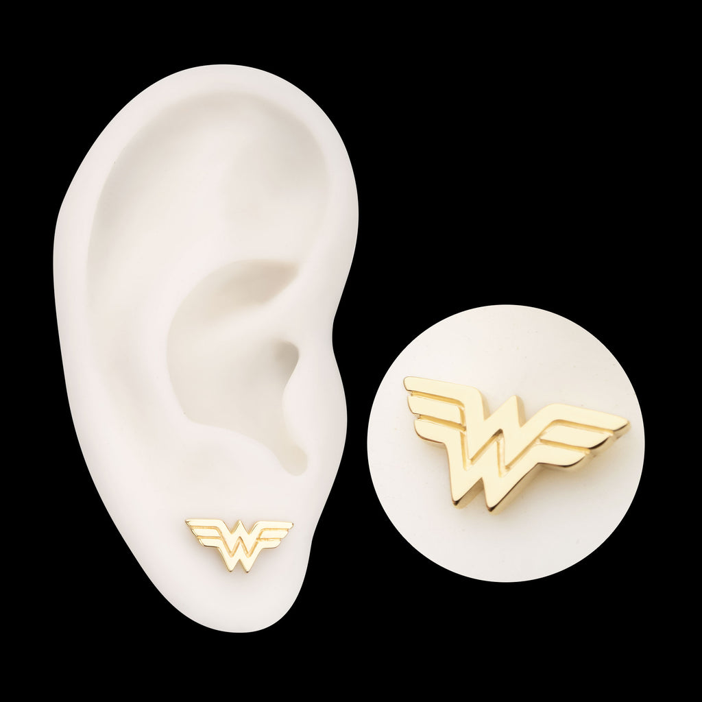 DC Comics Wonder Woman Logo Flatback Stud Earring / Nosering - 14Kt Yellow Gold