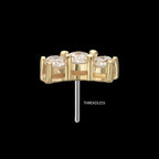 14Kt Yellow Gold Threadless Curved Bar Top with 3-Cluster Prong Set Lab-Grown Diamonds