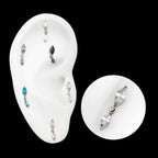 Titanium Threadless Prong Set Double Marquise Gem Dangle Top