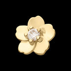 14Kt Yellow Gold Threadless Cherry Blossom Flower Top with Prong Set Gem