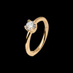 Prong Set Single Clear CZ Side Facing Hinged Segment Clicker Hoop Earring / Nosering – 14Kt Yellow Gold