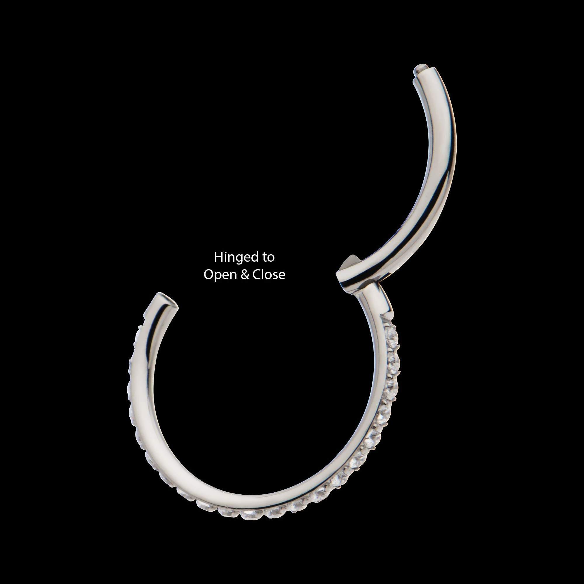 Titanium with 1mm CNC Set Clear CZ Eternity Gem Side Facing Hinged Segment Clicker