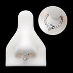 1mm CNC Set Full Clear CZ & Big Heart CZ Front Facing Hinged Segment Clicker Hoop Earring / Nosering – Titanium