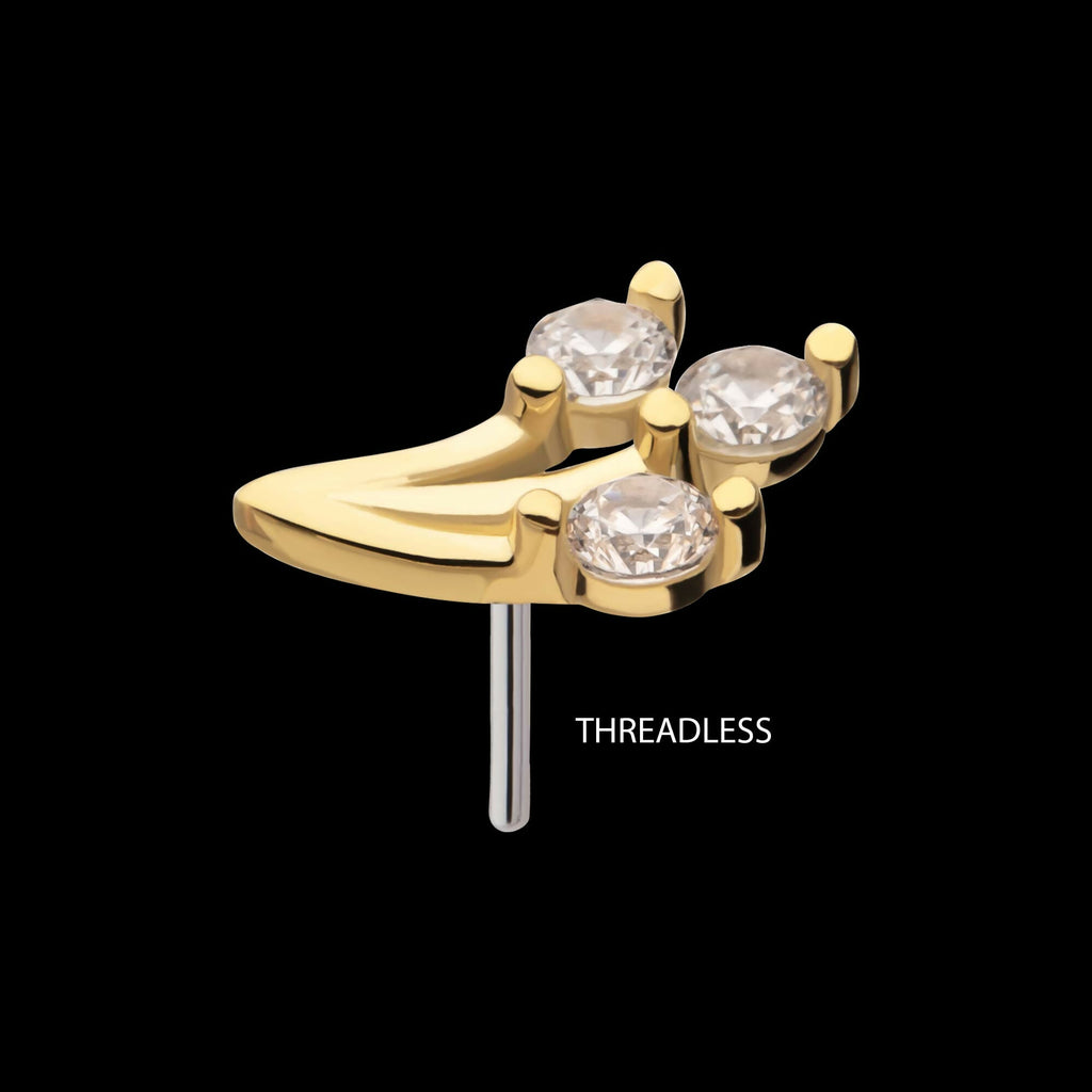 14Kt Yellow Gold Threadless Prong Set Gem Vine Top