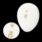 24Kt Gold PVD Titanium Internally Threaded Double Bezel Round with Smooth Rounded Back & Fixed Bottom Navel Earring / Nosering