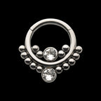 Bezel Set Swarovski Crystal Cluster Beads Front Facing Hinged Segment Clicker Hoop Earring / Nosering – Titanium