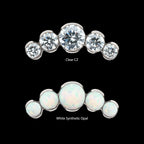 Titanium Threadless Semi-Bezel Set Round Gem/Opal 5-Cluster Top