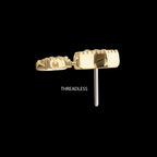 14Kt Yellow Gold Threadless Milgrain Edge Double Star Dangle Top with Prong Set Gem