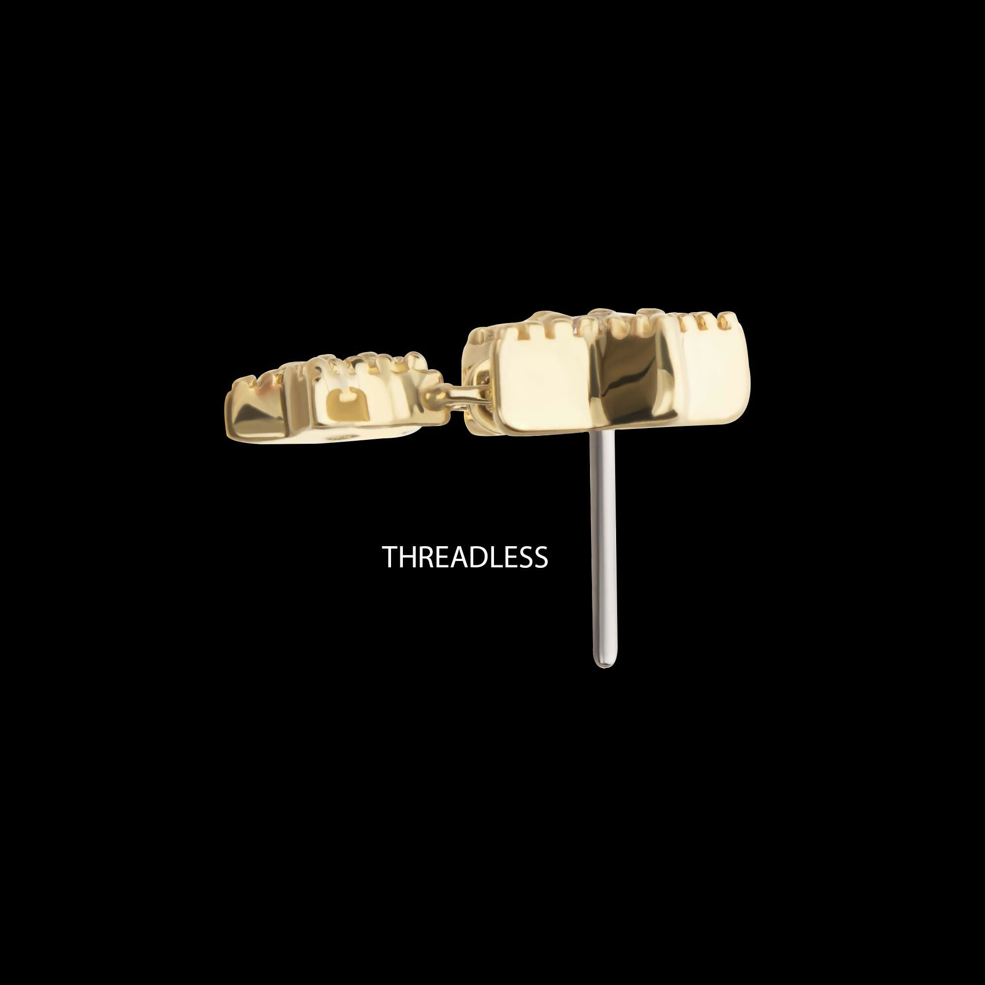 14Kt Yellow Gold Threadless Milgrain Edge Double Star Dangle Top with Prong Set Gem