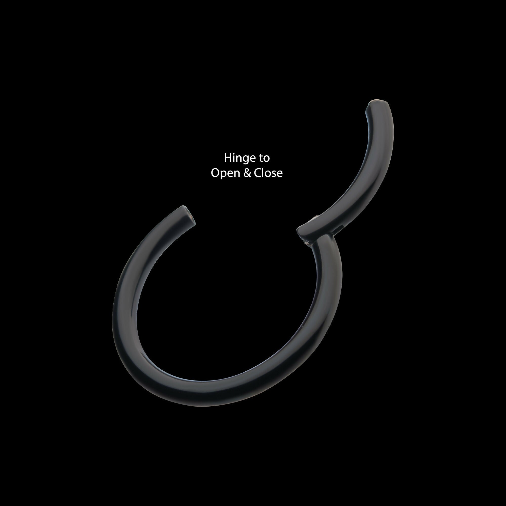 Black PVD Titanium Basic Hinged Segment Clicker Hoop Earring / Nosering
