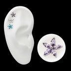 Titanium Threadless Pronged Marquise CZ 5-Petal Flower Top