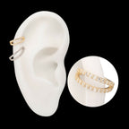 Double Hoop with CNC Set Full Gem Side Facing Hinged Segment Clicker Earring / Nosering – 14Kt Gold
